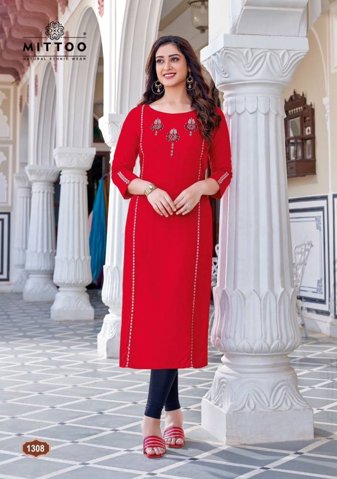 Mittoo Palak Vol 36 Heavy Rayon Embroidery Kurti Collection
